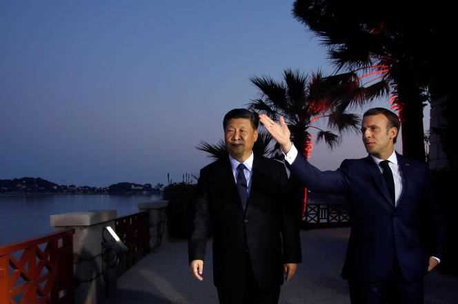 Emmanuel Macron welcomes Xi Jinping for a dinner at Villa Kerylos, in Beaulieu-sur-Mer (Alpes-Maritimes), in March 2019.