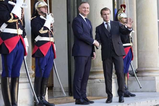 Emmanuel Macron received Polish President Andrzej Duda at the Elysee Palace on Wednesday, October 27, 2021.