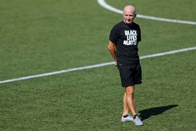 North Carolina Courage coach Paul Riley on July 17, 2020, at Zions Bank Stadium, in Herriman, Utah (United States).