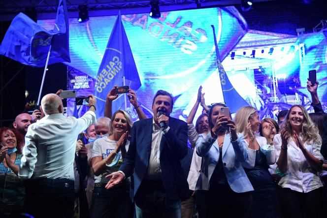 The center-left candidate for the municipal elections in Rome, Carlo Calenda, during a campaign rally on October 1, 2021.