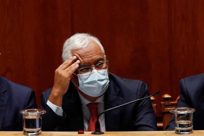 Portuguese Prime Minister Antonio Costa during the debate on the draft state budget for 2022 rejected at first reading in Parliament in Lisbon on October 27, 2021.