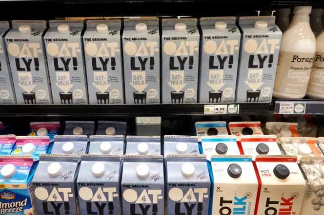 Oatly oat milk on sale in a grocery store in Chicago (United States), May 20, 2021.