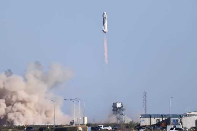 Blue Origin's rocket takes off in Texas on Wednesday, October 13, 2021.