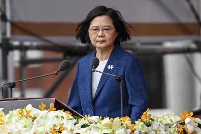Taiwanese President Tsai Ing-wen during a National Day speech in Taipei on October 9, 2021.