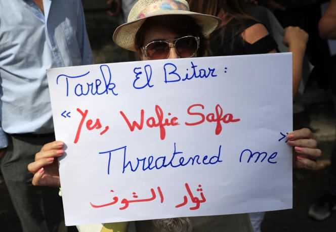 During a demonstration in solidarity with judge Tarek Bitar, in Beirut, on September 29, 2021.