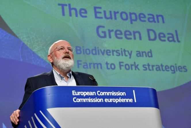 Frans Timmermans, Vice-President of the European Commission, on May 20, 2020, in Brussels, during a press conference on the European “Farm to Fork” strategy.