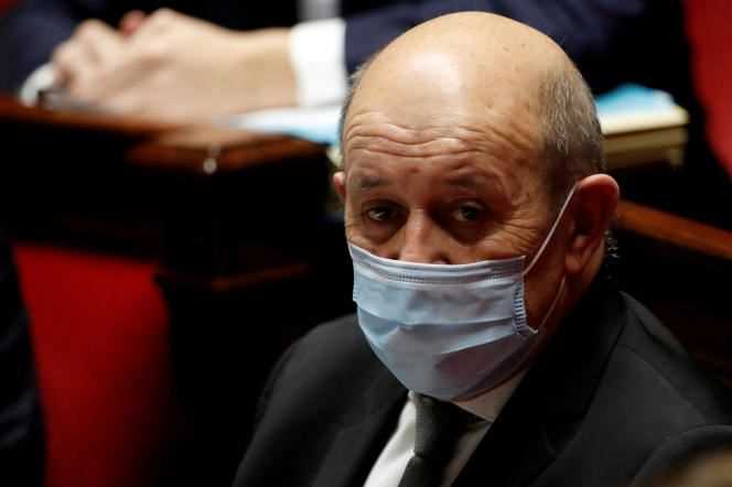 French Foreign Minister Jean-Yves Le Drian at the National Assembly on January 26, 2021.