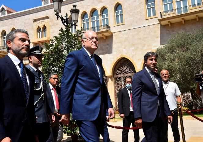 Lebanese Prime Minister Najib Mikati during an official ceremony marking his assumption of office at the Government Palace in Beirut, Lebanon on September 13, 2021.