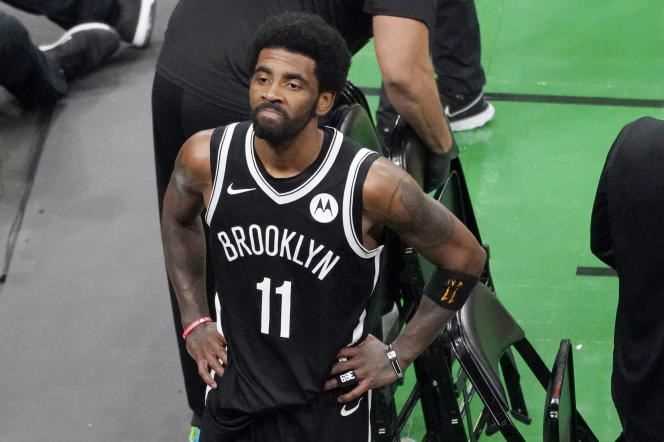 Kyrie Irving, May 30, in Boston.  The Brooklyn Nets point guard is one of the twenty NBA players who have decided not to be vaccinated against Covid-19.