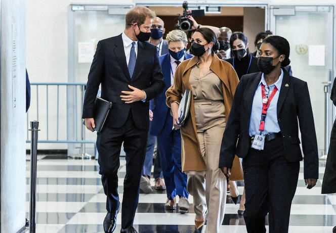 Prince Harry and Meghan Markle at United Nations Headquarters in New York on September 25, 2021.