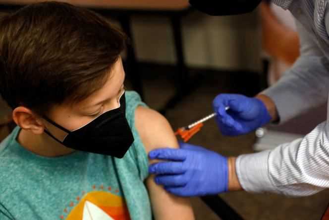 Vaccination of a young person on May 13, 2021, in Bloomfield Hills, Michigan.