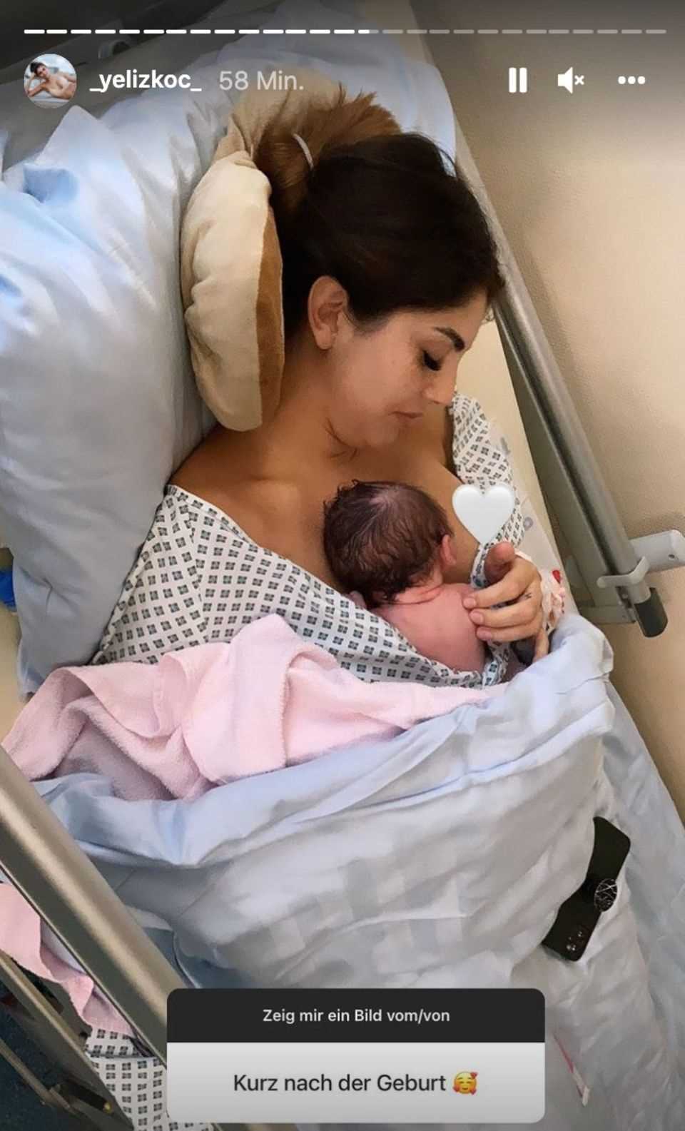 Yeliz Koc shortly after the birth of her daughter
