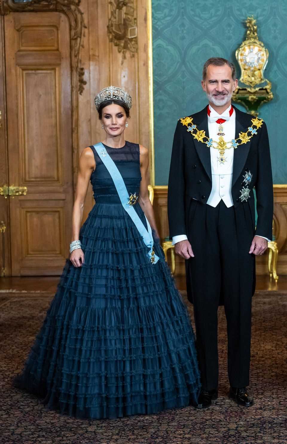 Felipe and Letizia at the state banquet in Sweden.