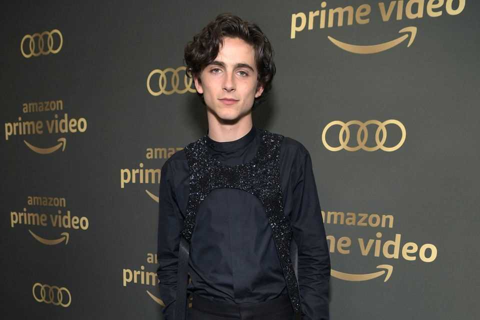 Timothée Chalamet at a Golden Globe Awards After Party in Los Angeles.