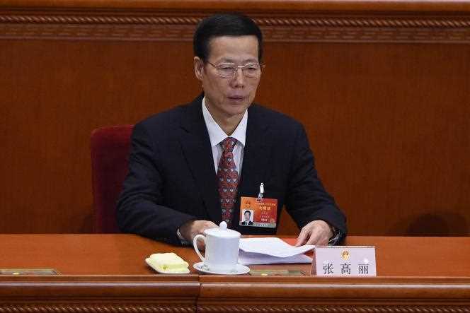 Zhang Gaoli, closing the third session of the 12th National People's Congress at the Great Hall of the People in Beijing on March 15, 2015.