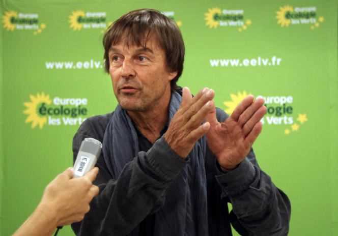 Nicolas Hulot, then a presidential candidate, at the headquarters of the Europe-Ecology-Les Verts (EELV) party, in Paris, June 29, 2011.