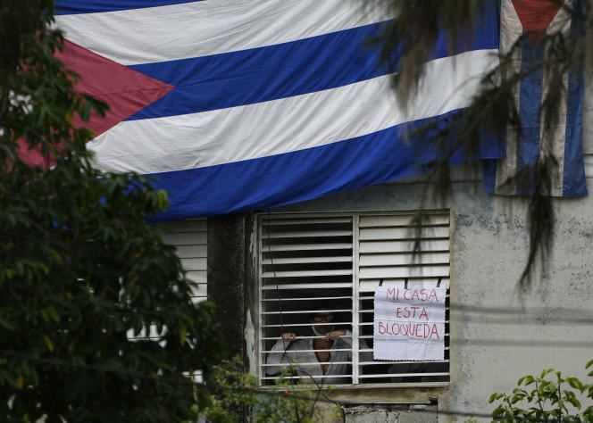 Cuban opponent Yunior Garcia Aguilera, stranded at his home on November 14, 2021, in Havana.