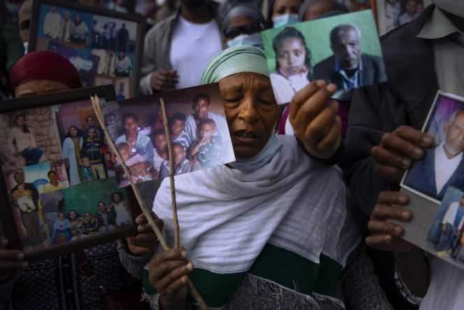 Protest by Ethiopians of Israel calling on the government to bring their families back to Ethiopia, in front of the Prime Minister's office, in Jerusalem (Israel), on November 14, 2021.