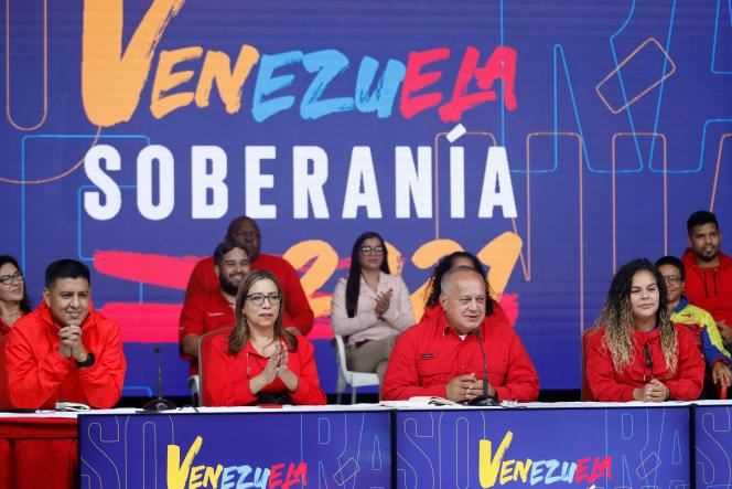 Diosdado Cabello, vice-president of the United Socialist Party of Venezuela (PSUV), on the evening of the regional and local elections, in Caracas, on November 21, 2021.