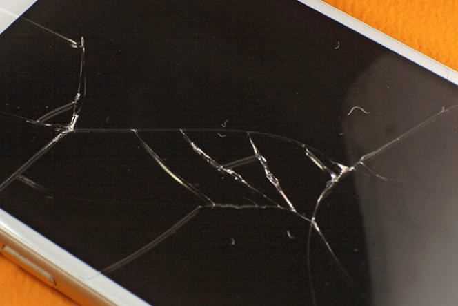 A broken iPhone screen.
