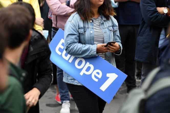 Demonstration of the employees of Europe 1, in Paris, on June 30, 2021.