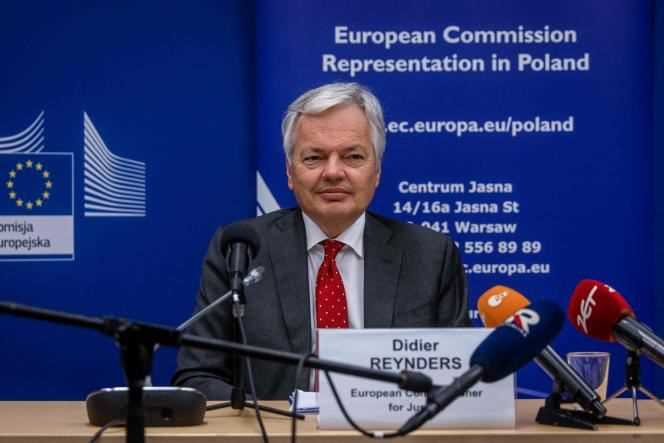 The European Commissioner for Justice, Didier Reynders, during a press conference at the headquarters of the Representation of the European Commission in Warsaw, November 19, 2021.