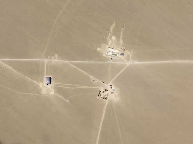 This July 25, 2021 satellite image, provided by Planet Labs Inc., shows what analysts believe to be the construction of an intercontinental ballistic missile silo near Hami, China.