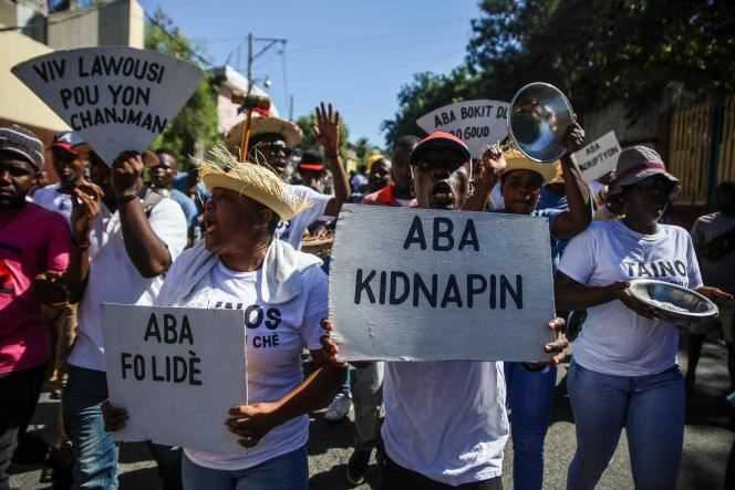 Demonstration against kidnappings by gangs on November 18, 2021 in Port-au-Prince.