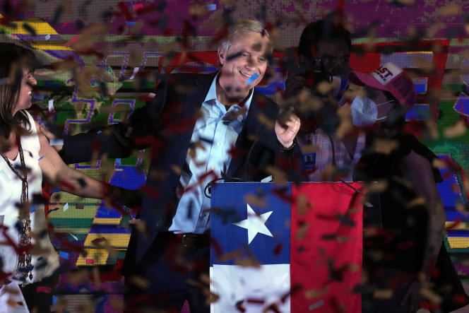 The leader of the Chilean Republican Party movement, José Antonio Kast, at his campaign headquarters in Santiago on November 21, 2021.