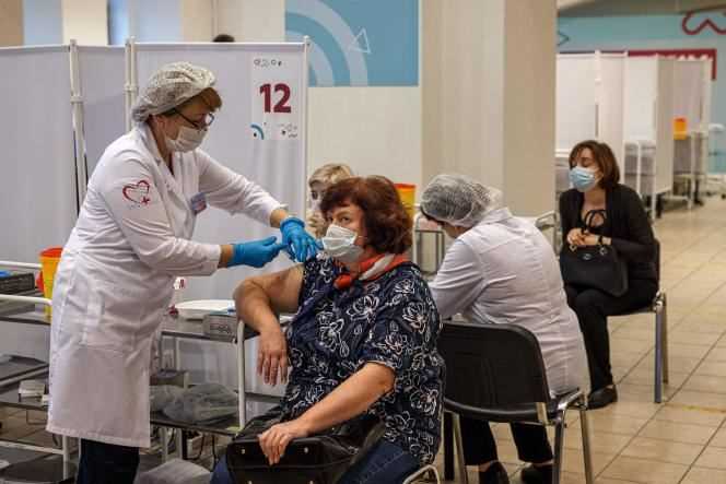 A Covid-19 vaccination center in Moscow on October 21, 2021.