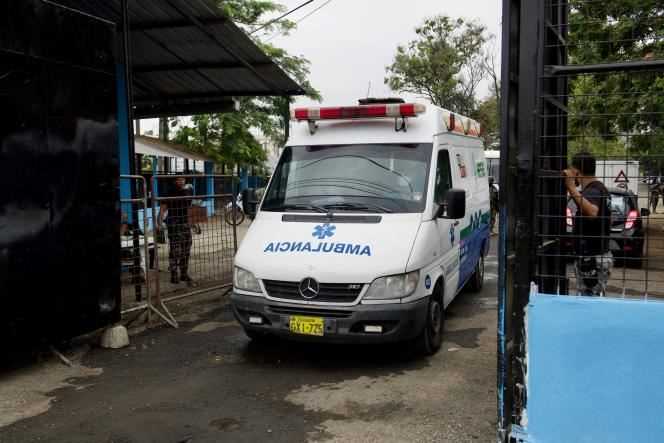 An ambulance in the prison in Guayaquil, Ecuador on November 13, 2021.