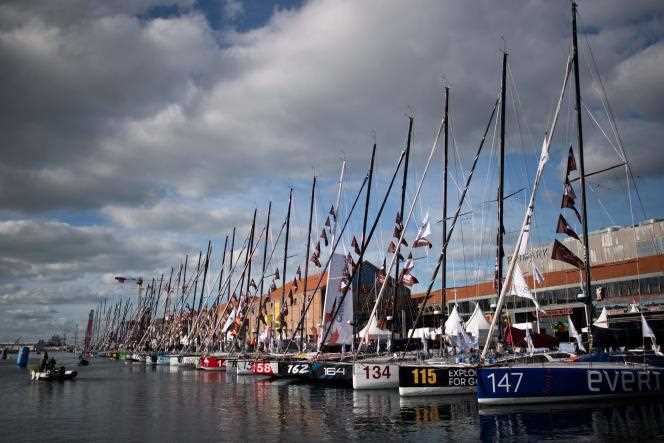 Class40 monohulls two days before the start of the Transat Jacques-Vabre, in the port of Le Havre (Seine-Maritime), on November 5, 2021.