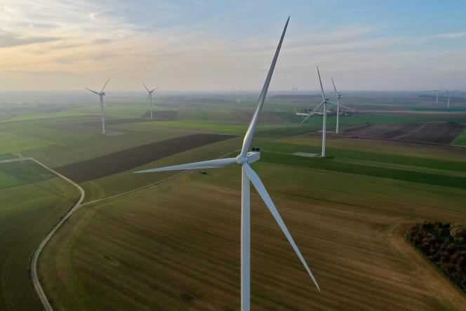 Wind farm in Graincourt-lès-havrincourt (Pas-de-Calais), November 7, 2020.