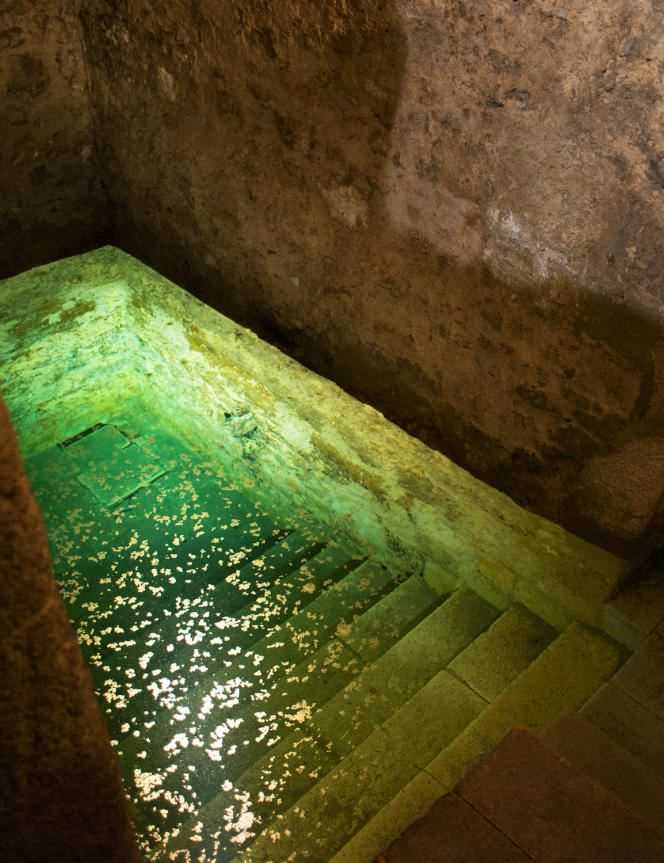 The medieval mikvah of Montpellier, a Jewish ritual purification bath dating from the 13th century.