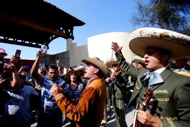 Musicians pay homage to Vicente Fermandez outside his ranch near Guadalajara, Mexico, on the day of his death, December 12, 2021.