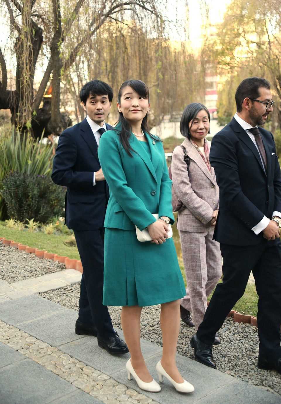 Princess Mako visiting the Japanese Garden in La Paz during her trip to Bolivia in mid-July 2019.