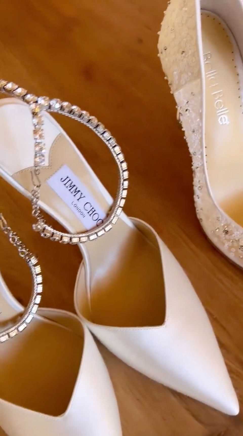 The bride has two pairs of shoes ready for her big day.