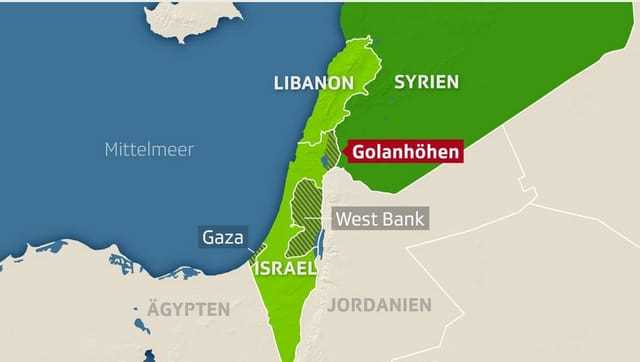 Map Middle East, Golan Heights highlighted