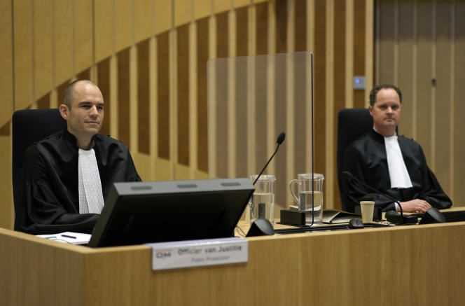 Prosecutors Ward Ferdinandusse (left) and Thijs Berger (right), at Schiphol court, near Amsterdam, the Netherlands, December 20, 2021.