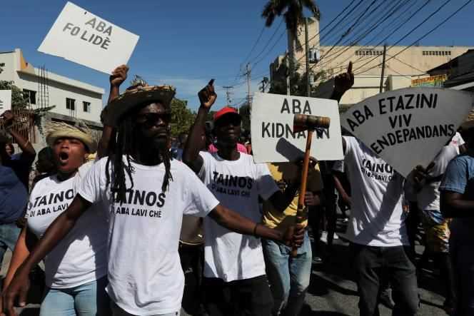 Demonstration against kidnappings in Haiti, in Port-au-Prince, November 18, 2021.