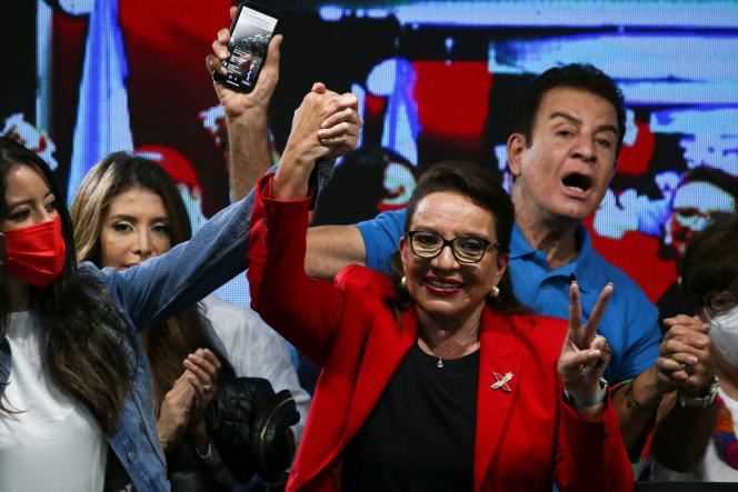 Xiomara Castro, candidate of the Freedom and Refoundation Party (Free, left), November 28, 2021, in Tegucigalpa.