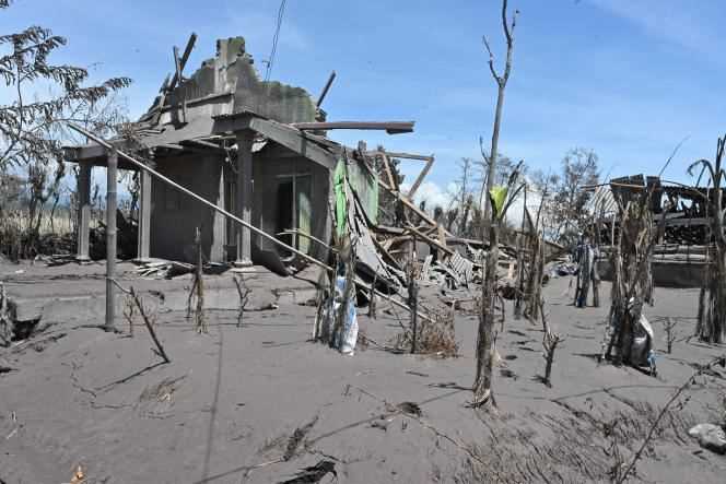 The village of Curah Kobokan, ravaged by the Semeru eruption, on the island of Java, Indonesia, on December 7.