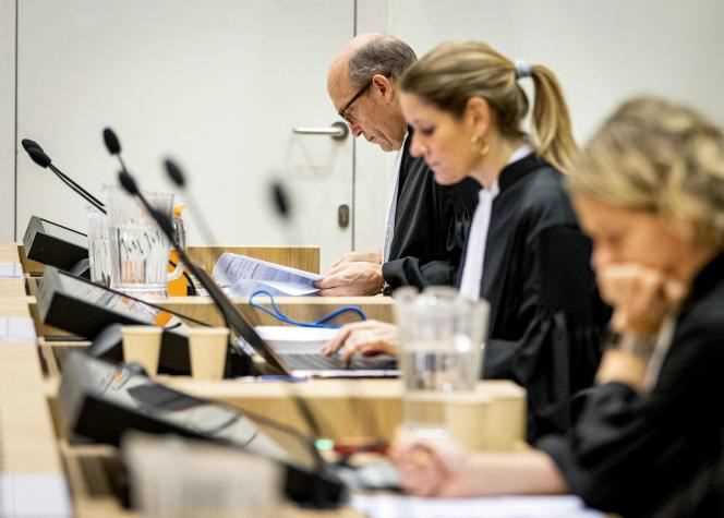 During the trial investigating the criminal aspect of the case of Malaysia Airlines flight MH17 which was shot down over Ukraine in 2014, at the Schiphol court complex, the Netherlands, on December 8, 2021.