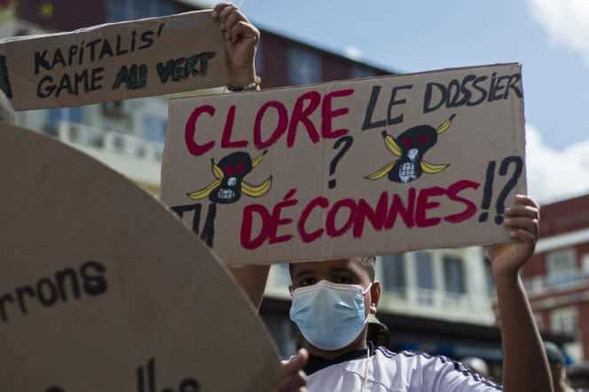 Demonstration against the threat of prescription of the health scandal file related to chlordecone, in Fort-de-France, Martinique, February 27, 2021.