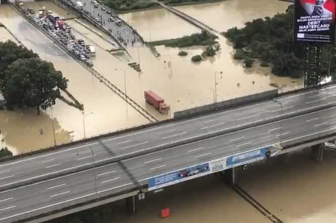Flooded roads in Shah Alam, Malaysia on December 19, 2021.