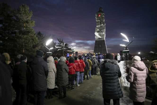 During the tribute in memory of the miners who died in the mine of Kemerovo, in Russia, on December 3, 2021.