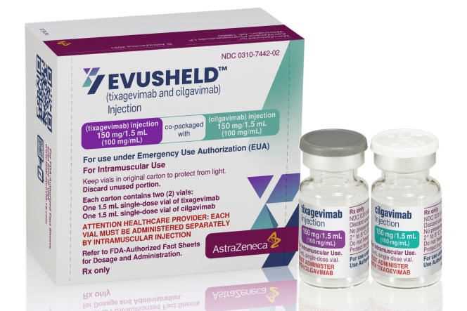Evusheld combines two molecules, tixagevimab and cilgavimab.
