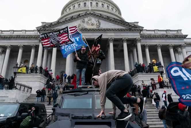 Supporters of U.S. President Donald Trump invade the Capitol in Washington, DC, the United States on January 6, 2021.