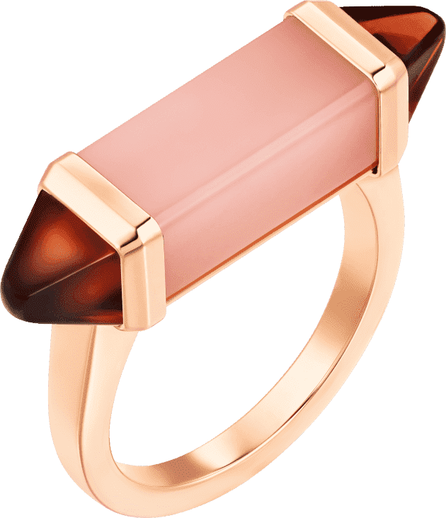 Les Berlingots de Cartier ring, in pink gold, chalcedony and garnet.