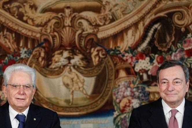 The Italian head of state, Sergio Mattarella (left), and his council president, Mario Draghi, at the Quirinale palace, in Rome, in February 2021.